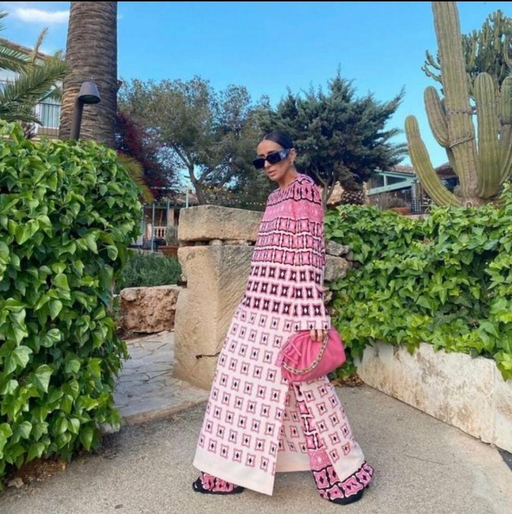 NWT ZARA Pink Geometric Tunic Maxi Dress Blogger Favorite Small